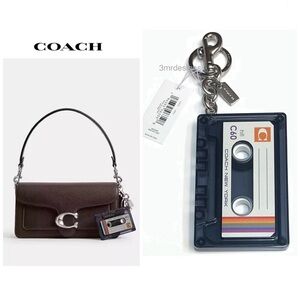 NWT COACH Large Cassette Silver Tone Plastic/Metal Keychain+ DUST BAG /GIFT BOX